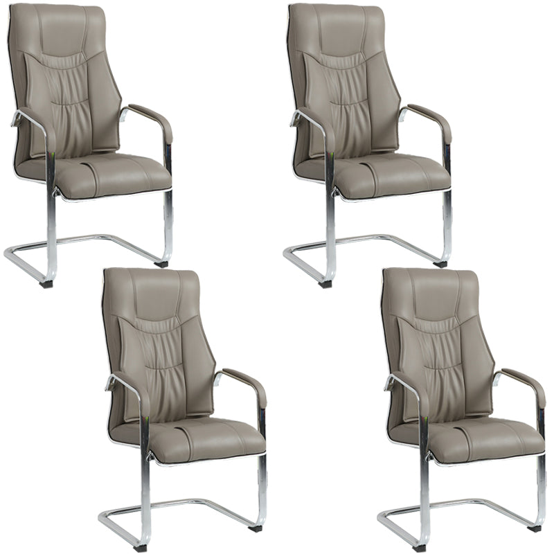 Faux Leather Task Chair Modern High Back Office Chair with Fixed Arms Gray 4 Piece Set Clearhalo 'furn' 'furn_office_chair' 'Furniture' 'furniture_office_chair' 'Office Chairs' 'Office Furniture' 'office_chair' 5048396