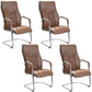 Faux Leather Task Chair Modern High Back Office Chair with Fixed Arms Brown 4 Piece Set Clearhalo 'furn' 'furn_office_chair' 'Furniture' 'furniture_office_chair' 'Office Chairs' 'Office Furniture' 'office_chair' 5048399