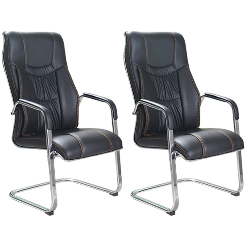 Faux Leather Task Chair Modern High Back Office Chair with Fixed Arms Black 2 Piece Set Clearhalo 'furn' 'furn_office_chair' 'Furniture' 'furniture_office_chair' 'Office Chairs' 'Office Furniture' 'office_chair' 5048404
