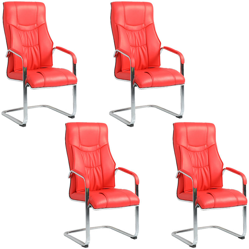 Faux Leather Task Chair Modern High Back Office Chair with Fixed Arms Red 4 Piece Set Clearhalo 'furn' 'furn_office_chair' 'Furniture' 'furniture_office_chair' 'Office Chairs' 'Office Furniture' 'office_chair' 5048405