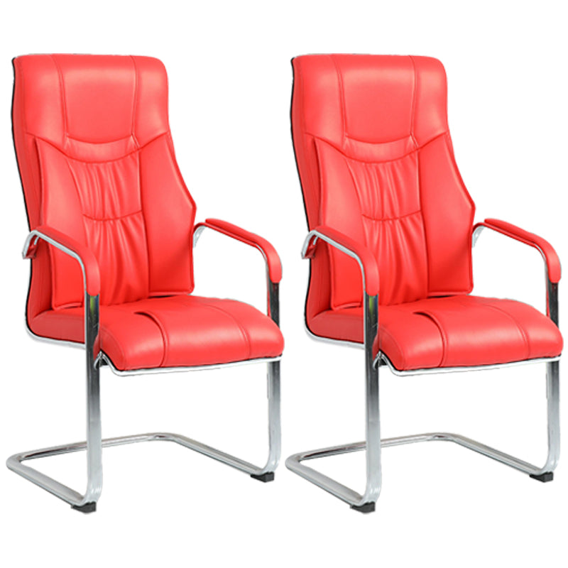 Faux Leather Task Chair Modern High Back Office Chair with Fixed Arms Red 2 Piece Set Clearhalo 'furn' 'furn_office_chair' 'Furniture' 'furniture_office_chair' 'Office Chairs' 'Office Furniture' 'office_chair' 5048407