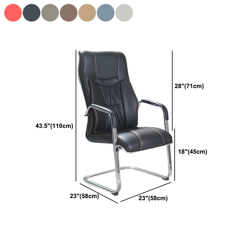 Faux Leather Task Chair Modern High Back Office Chair with Fixed Arms Clearhalo 'furn' 'furn_office_chair' 'Furniture' 'furniture_office_chair' 'Office Chairs' 'Office Furniture' 'office_chair' 5048408