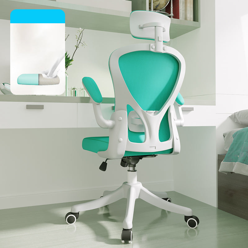 Modern Style Task Chair Adjustable Office Chair with Flip-Up Armrest Green With Headrest Clearhalo 'furn' 'furn_office_chair' 'Furniture' 'furniture_office_chair' 'Office Chairs' 'Office Furniture' 'office_chair' 5048414
