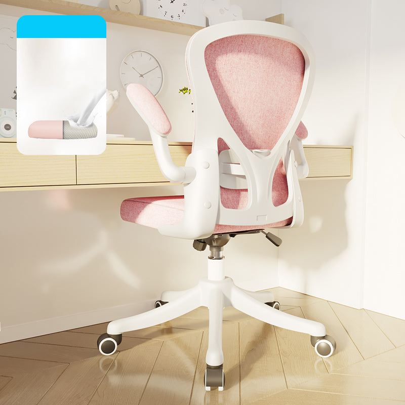 Modern Style Task Chair Adjustable Office Chair with Flip-Up Armrest Pink Without Headrest Clearhalo 'furn' 'furn_office_chair' 'Furniture' 'furniture_office_chair' 'Office Chairs' 'Office Furniture' 'office_chair' 5048423