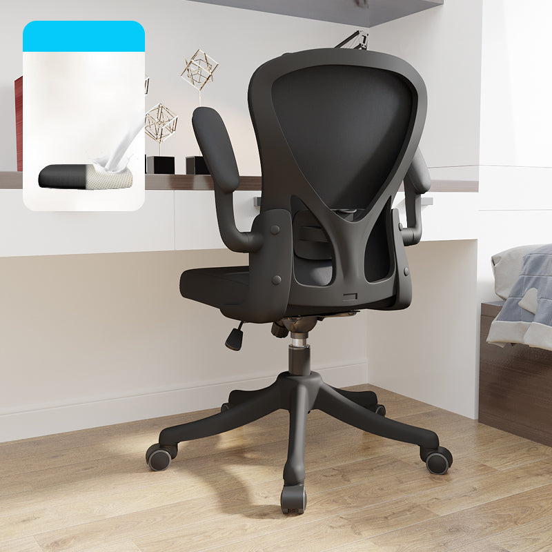 Modern Style Task Chair Adjustable Office Chair with Flip-Up Armrest Matt Black Without Headrest Clearhalo 'furn' 'furn_office_chair' 'Furniture' 'furniture_office_chair' 'Office Chairs' 'Office Furniture' 'office_chair' 5048427