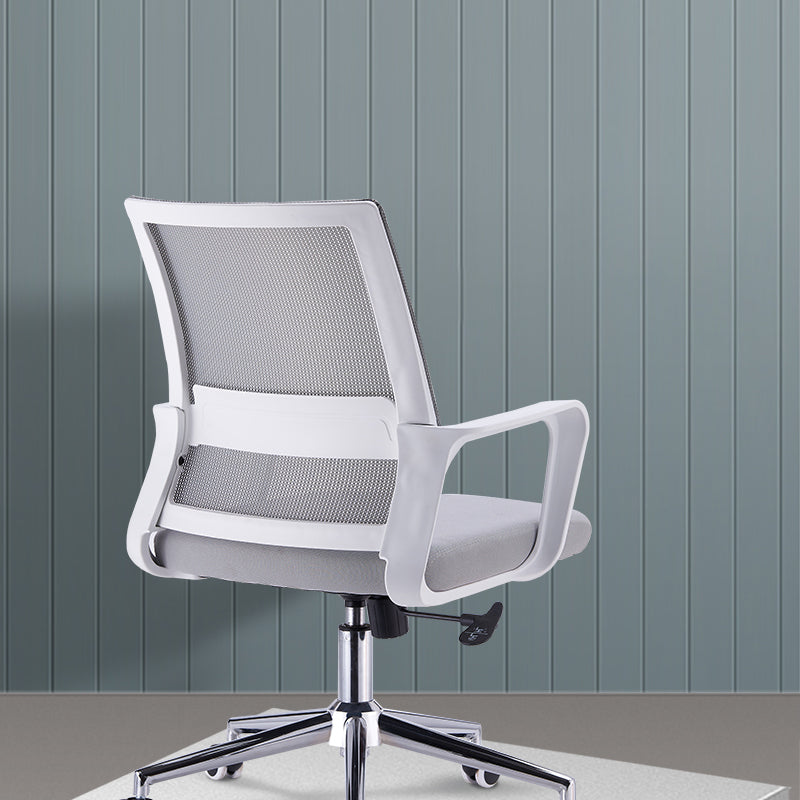 Modern Style Gray Chair Mid Back Fixed Arm Office Chair for Home Clearhalo 'furn' 'furn_office_chair' 'Furniture' 'furniture_office_chair' 'Office Chairs' 'Office Furniture' 'office_chair' 5048447