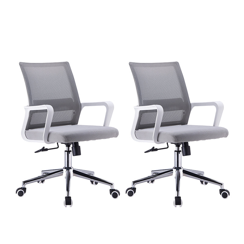 Modern Style Gray Chair Mid Back Fixed Arm Office Chair for Home 2 Piece Set Casters Included Clearhalo 'furn' 'furn_office_chair' 'Furniture' 'furniture_office_chair' 'Office Chairs' 'Office Furniture' 'office_chair' 5048448