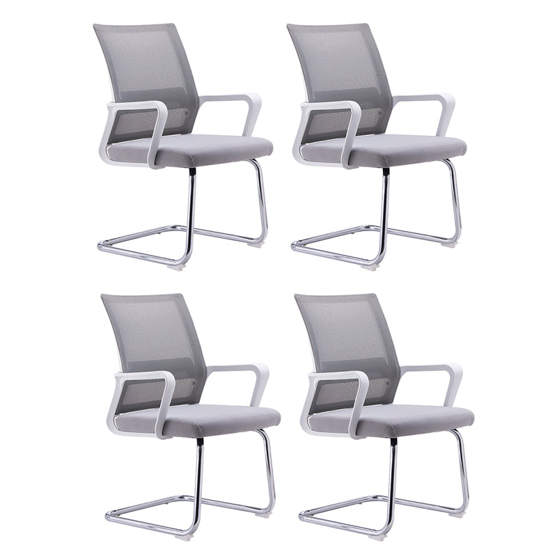 Modern Style Gray Chair Mid Back Fixed Arm Office Chair for Home 4 Piece Set Casters Not Included Clearhalo 'furn' 'furn_office_chair' 'Furniture' 'furniture_office_chair' 'Office Chairs' 'Office Furniture' 'office_chair' 5048450