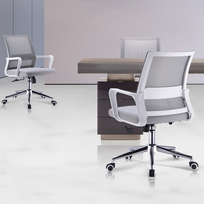 Modern Style Gray Chair Mid Back Fixed Arm Office Chair for Home Clearhalo 'furn' 'furn_office_chair' 'Furniture' 'furniture_office_chair' 'Office Chairs' 'Office Furniture' 'office_chair' 5048451