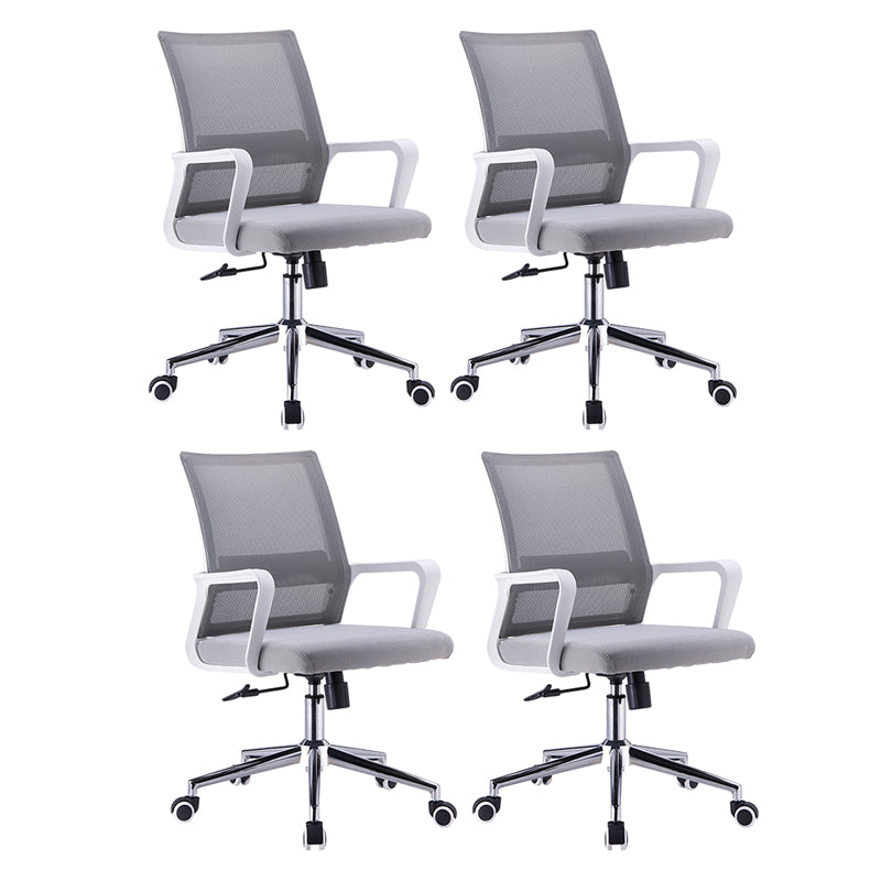 Modern Style Gray Chair Mid Back Fixed Arm Office Chair for Home 4 Piece Set Casters Included Clearhalo 'furn' 'furn_office_chair' 'Furniture' 'furniture_office_chair' 'Office Chairs' 'Office Furniture' 'office_chair' 5048452