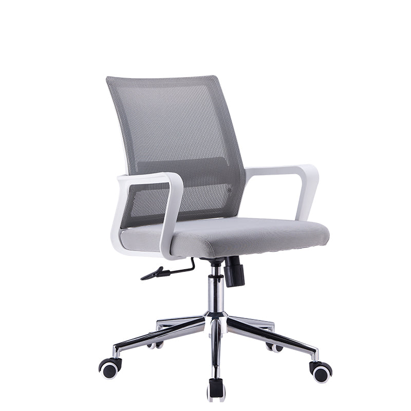Modern Style Gray Chair Mid Back Fixed Arm Office Chair for Home 1 Piece Casters Included Clearhalo 'furn' 'furn_office_chair' 'Furniture' 'furniture_office_chair' 'Office Chairs' 'Office Furniture' 'office_chair' 5048455