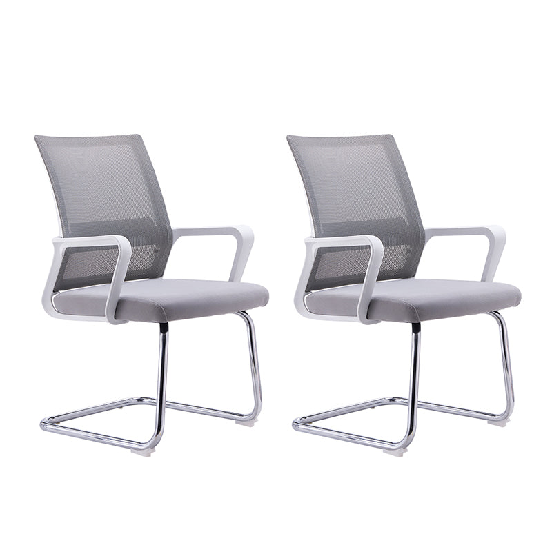 Modern Style Gray Chair Mid Back Fixed Arm Office Chair for Home 2 Piece Set Casters Not Included Clearhalo 'furn' 'furn_office_chair' 'Furniture' 'furniture_office_chair' 'Office Chairs' 'Office Furniture' 'office_chair' 5048457