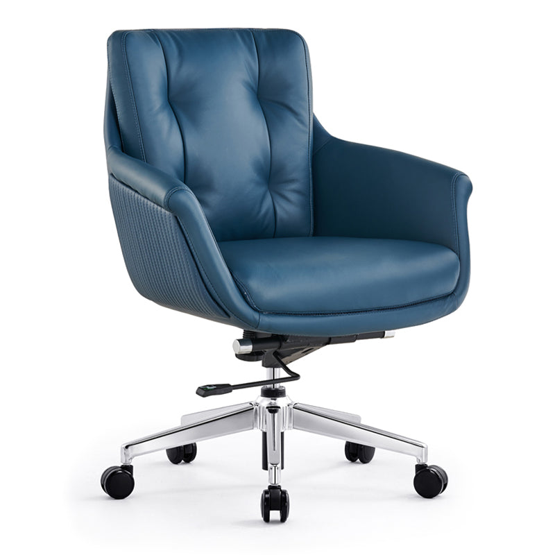 Modern Managers Chair Swivel with Wheels Ergonomic Executive Chair Blue Clearhalo 'furn' 'furn_office_chair' 'Furniture' 'furniture_office_chair' 'Office Chairs' 'Office Furniture' 'office_chair' 5048468