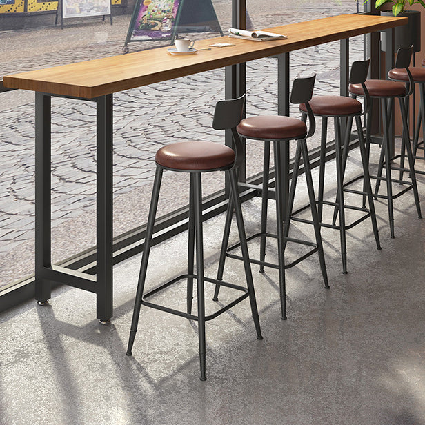 Wood Natural Bistro Accent Dining Table Modern Rectangle Footrest Pub Table 110.2"L x 15.7"W x 41.3"H Without Chairs Clearhalo 'Bar Furniture' 'Bar Tables' 'bar_tables' 'furn' 'furn_bar_tables' 'Furniture' 'furniture_bar_tables' 'Kitchen & Dining Furniture' 5051690