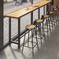 Wood Natural Bistro Accent Dining Table Modern Rectangle Footrest Pub Table 126"L x 15.7"W x 41.3"H Without Chairs Clearhalo 'Bar Furniture' 'Bar Tables' 'bar_tables' 'furn' 'furn_bar_tables' 'Furniture' 'furniture_bar_tables' 'Kitchen & Dining Furniture' 5051691