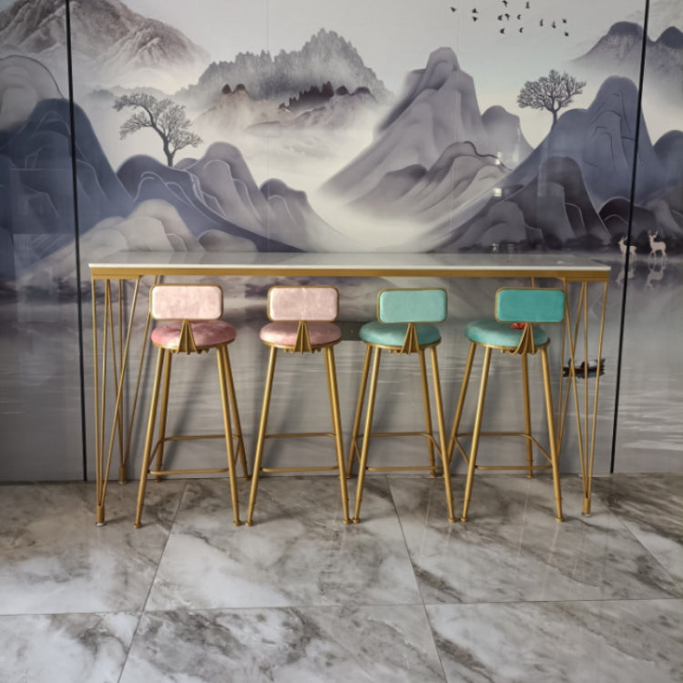 Nordic Bar Table 42-inch Height Metal Base Bistro Table for Kitchen 78.7"L x 15.7"W x 41.3"H Without Chairs Clearhalo 'Bar Furniture' 'Bar Tables' 'bar_tables' 'furn' 'furn_bar_tables' 'Furniture' 'furniture_bar_tables' 'Kitchen & Dining Furniture' 5051711