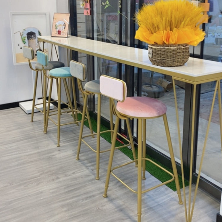 Nordic Bar Table 42-inch Height Metal Base Bistro Table for Kitchen 86.6"L x 15.7"W x 41.3"H Without Chairs Clearhalo 'Bar Furniture' 'Bar Tables' 'bar_tables' 'furn' 'furn_bar_tables' 'Furniture' 'furniture_bar_tables' 'Kitchen & Dining Furniture' 5051713