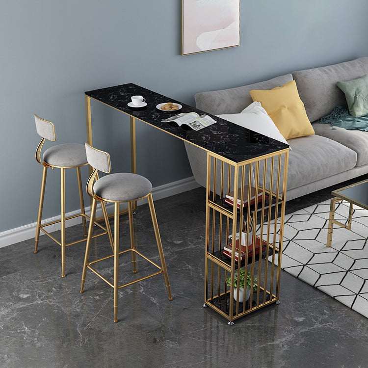 Glam Style Bar Table Artificial Marble Pub Table with Shelf for Living Room, Only Table Clearhalo 'Bar Furniture' 'Bar Tables' 'bar_tables' 'furn' 'furn_bar_tables' 'Furniture' 'furniture_bar_tables' 'Kitchen & Dining Furniture' 5051739