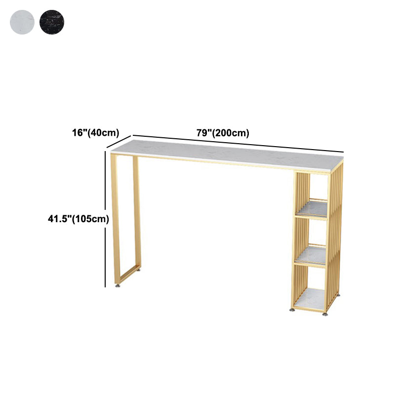 Glam Style Bar Table Artificial Marble Pub Table with Shelf for Living Room, Only Table Clearhalo 'Bar Furniture' 'Bar Tables' 'bar_tables' 'furn' 'furn_bar_tables' 'Furniture' 'furniture_bar_tables' 'Kitchen & Dining Furniture' 5051742