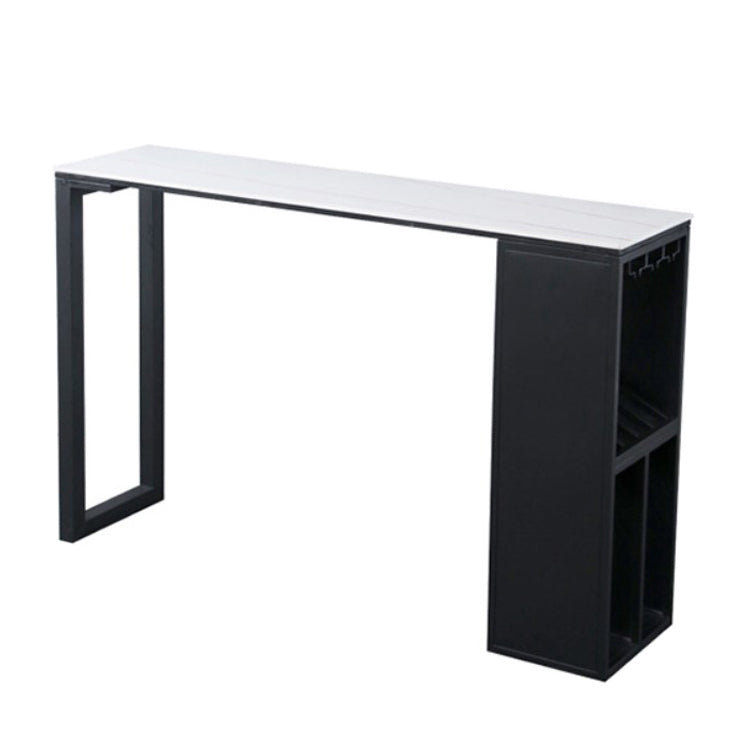 Industrial Style Rectangle Bar Table 42-inch Height Iron Pedestal Bistro Table White Without Chairs Clearhalo 'Bar Furniture' 'Bar Tables' 'bar_tables' 'furn' 'furn_bar_tables' 'Furniture' 'furniture_bar_tables' 'Kitchen & Dining Furniture' 5051766