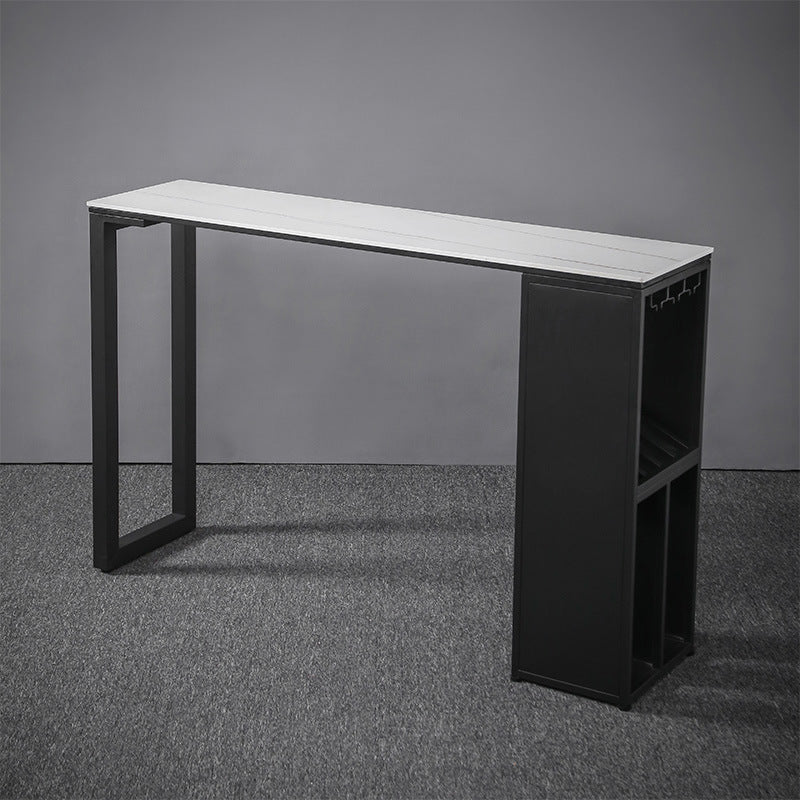 Industrial Style Rectangle Bar Table 42-inch Height Iron Pedestal Bistro Table Clearhalo 'Bar Furniture' 'Bar Tables' 'bar_tables' 'furn' 'furn_bar_tables' 'Furniture' 'furniture_bar_tables' 'Kitchen & Dining Furniture' 5051771