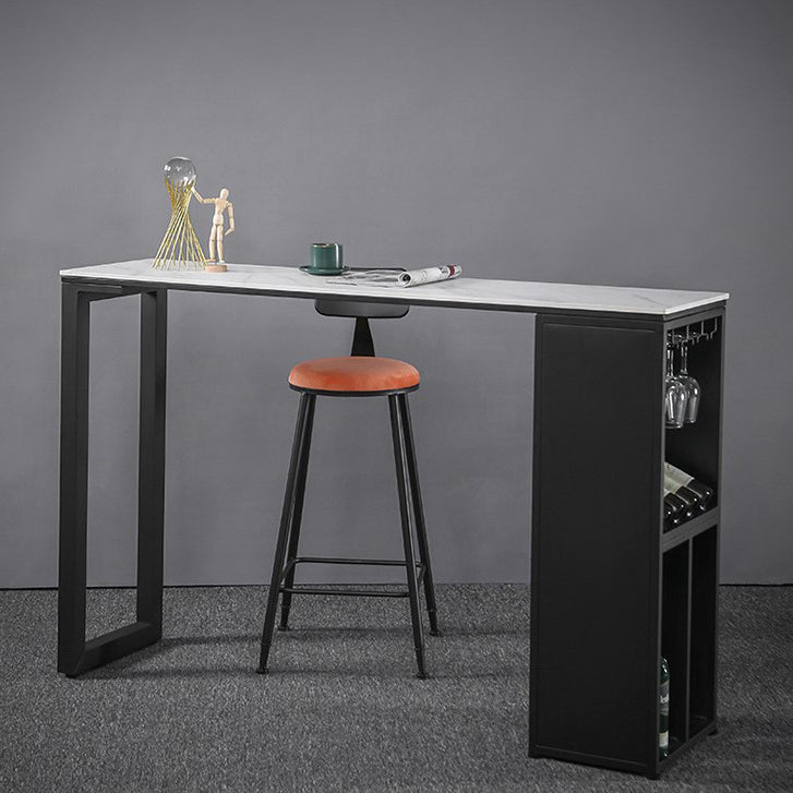 Industrial Style Rectangle Bar Table 42-inch Height Iron Pedestal Bistro Table Clearhalo 'Bar Furniture' 'Bar Tables' 'bar_tables' 'furn' 'furn_bar_tables' 'Furniture' 'furniture_bar_tables' 'Kitchen & Dining Furniture' 5051773