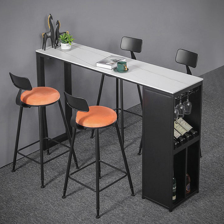 Industrial Style Rectangle Bar Table 42-inch Height Iron Pedestal Bistro Table Clearhalo 'Bar Furniture' 'Bar Tables' 'bar_tables' 'furn' 'furn_bar_tables' 'Furniture' 'furniture_bar_tables' 'Kitchen & Dining Furniture' 5051774
