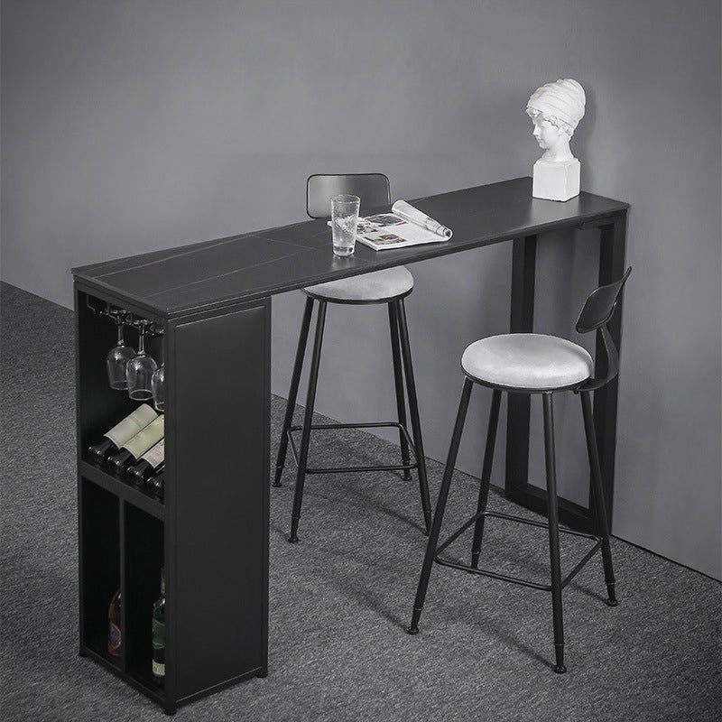 Industrial Style Rectangle Bar Table 42-inch Height Iron Pedestal Bistro Table Clearhalo 'Bar Furniture' 'Bar Tables' 'bar_tables' 'furn' 'furn_bar_tables' 'Furniture' 'furniture_bar_tables' 'Kitchen & Dining Furniture' 5051775