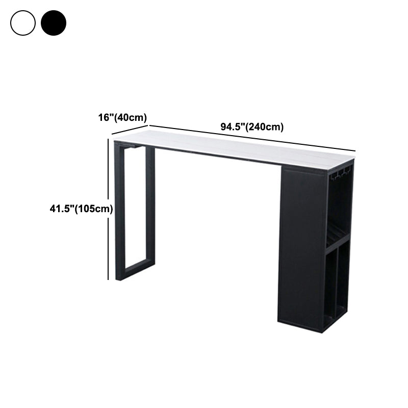 Industrial Style Rectangle Bar Table 42-inch Height Iron Pedestal Bistro Table Clearhalo 'Bar Furniture' 'Bar Tables' 'bar_tables' 'furn' 'furn_bar_tables' 'Furniture' 'furniture_bar_tables' 'Kitchen & Dining Furniture' 5051776