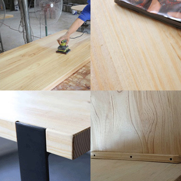 Living Room Rectangle Wood Top Counter Table Wood and Metal Pedestal Modern Bar Table Clearhalo 'Bar Furniture' 'Bar Tables' 'bar_tables' 'furn' 'furn_bar_tables' 'Furniture' 'furniture_bar_tables' 'Kitchen & Dining Furniture' 5051789