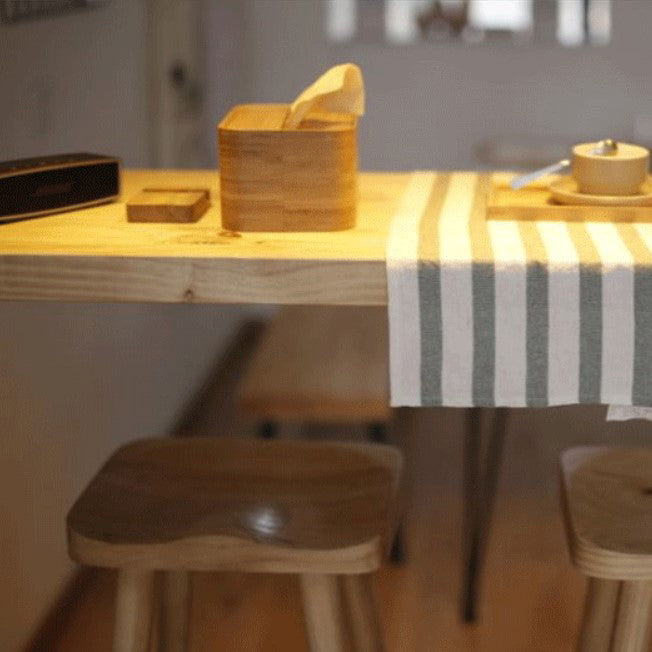 Living Room Rectangle Wood Top Counter Table Wood and Metal Pedestal Modern Bar Table Clearhalo 'Bar Furniture' 'Bar Tables' 'bar_tables' 'furn' 'furn_bar_tables' 'Furniture' 'furniture_bar_tables' 'Kitchen & Dining Furniture' 5051791