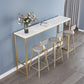 Stone Bar Dining Table Glam Rectangle Bar Table with Trestle Pedestal for Dining Room 78.7"L x 15.7"W x 41.3"H Without Chairs Clearhalo 'Bar Furniture' 'Bar Tables' 'bar_tables' 'furn' 'furn_bar_tables' 'Furniture' 'furniture_bar_tables' 'Kitchen & Dining Furniture' 5051815