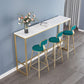 Stone Bar Dining Table Glam Rectangle Bar Table with Trestle Pedestal for Dining Room 70.9"L x 15.7"W x 41.3"H Without Chairs Clearhalo 'Bar Furniture' 'Bar Tables' 'bar_tables' 'furn' 'furn_bar_tables' 'Furniture' 'furniture_bar_tables' 'Kitchen & Dining Furniture' 5051816