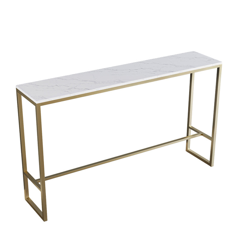 Stone Bar Dining Table Glam Rectangle Bar Table with Trestle Pedestal for Dining Room Without Chairs Clearhalo 'Bar Furniture' 'Bar Tables' 'bar_tables' 'furn' 'furn_bar_tables' 'Furniture' 'furniture_bar_tables' 'Kitchen & Dining Furniture' 5051819