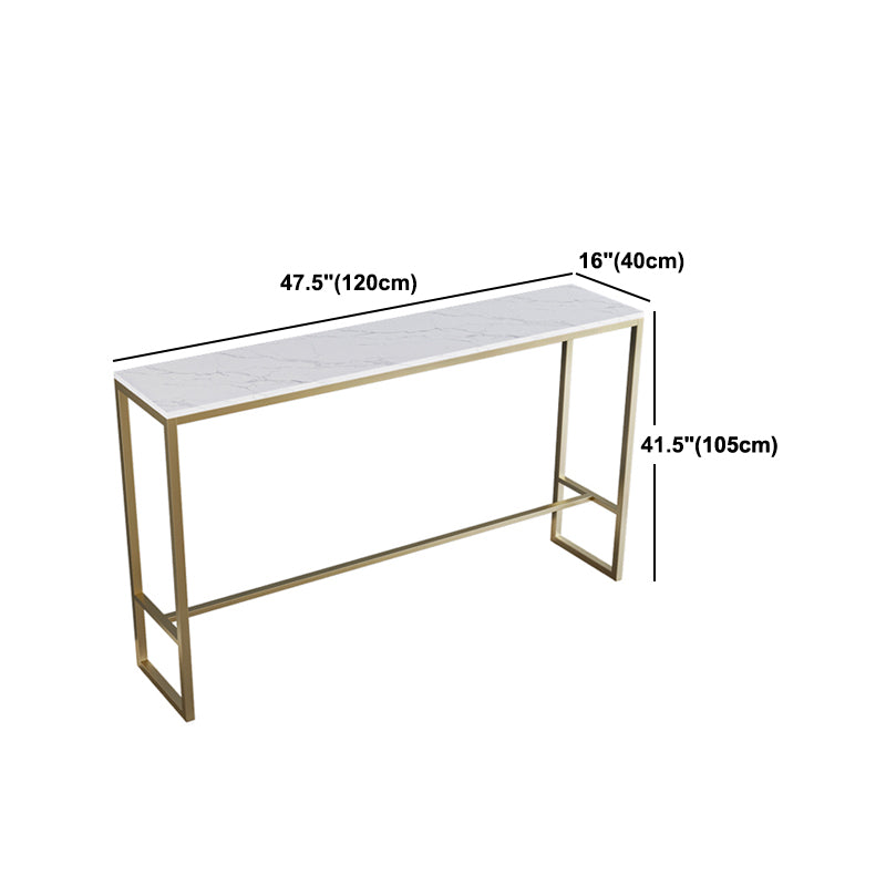 Stone Bar Dining Table Glam Rectangle Bar Table with Trestle Pedestal for Dining Room Clearhalo 'Bar Furniture' 'Bar Tables' 'bar_tables' 'furn' 'furn_bar_tables' 'Furniture' 'furniture_bar_tables' 'Kitchen & Dining Furniture' 5051825