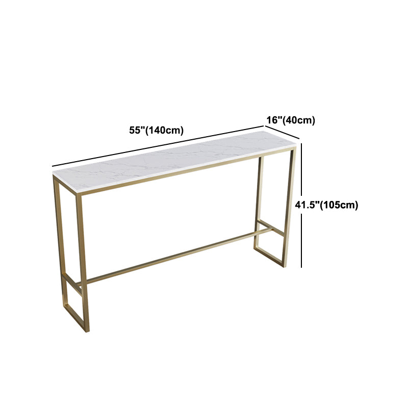 Stone Bar Dining Table Glam Rectangle Bar Table with Trestle Pedestal for Dining Room Clearhalo 'Bar Furniture' 'Bar Tables' 'bar_tables' 'furn' 'furn_bar_tables' 'Furniture' 'furniture_bar_tables' 'Kitchen & Dining Furniture' 5051826