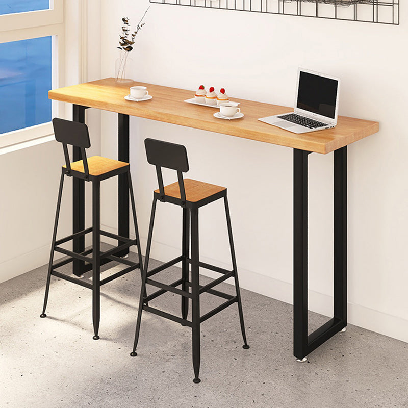 Pine Wood Bar Dining Table Modern Rectangle Bar Table with Sled for Dining Room 63"L x 15.7"W x 41.3"H Without Chairs Clearhalo 'Bar Furniture' 'Bar Tables' 'bar_tables' 'furn' 'furn_bar_tables' 'Furniture' 'furniture_bar_tables' 'Kitchen & Dining Furniture' 5051830