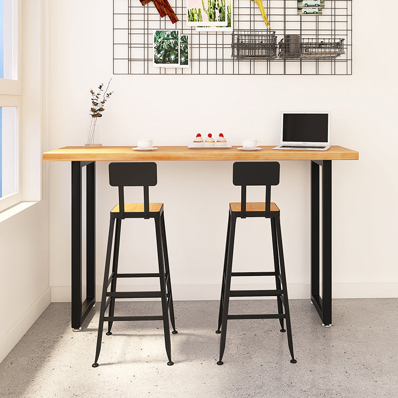Pine Wood Bar Dining Table Modern Rectangle Bar Table with Sled for Dining Room 55.1"L x 15.7"W x 41.3"H Without Chairs Clearhalo 'Bar Furniture' 'Bar Tables' 'bar_tables' 'furn' 'furn_bar_tables' 'Furniture' 'furniture_bar_tables' 'Kitchen & Dining Furniture' 5051831