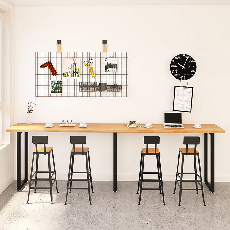 Pine Wood Bar Dining Table Modern Rectangle Bar Table with Sled for Dining Room Clearhalo 'Bar Furniture' 'Bar Tables' 'bar_tables' 'furn' 'furn_bar_tables' 'Furniture' 'furniture_bar_tables' 'Kitchen & Dining Furniture' 5051840