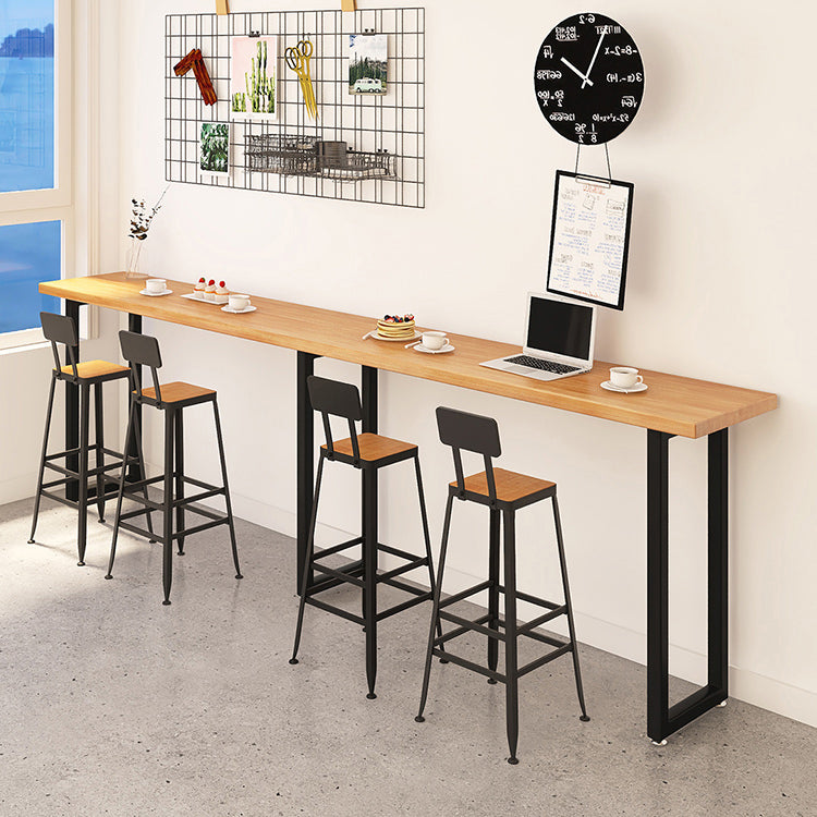 Pine Wood Bar Dining Table Modern Rectangle Bar Table with Sled for Dining Room Clearhalo 'Bar Furniture' 'Bar Tables' 'bar_tables' 'furn' 'furn_bar_tables' 'Furniture' 'furniture_bar_tables' 'Kitchen & Dining Furniture' 5051841