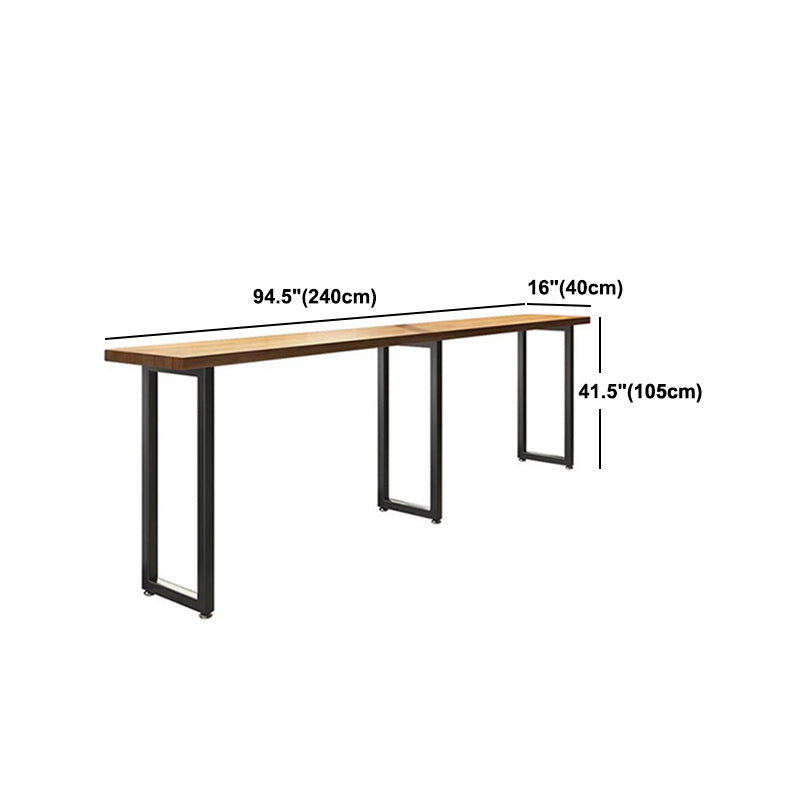 Pine Wood Bar Dining Table Modern Rectangle Bar Table with Sled for Dining Room Clearhalo 'Bar Furniture' 'Bar Tables' 'bar_tables' 'furn' 'furn_bar_tables' 'Furniture' 'furniture_bar_tables' 'Kitchen & Dining Furniture' 5051847