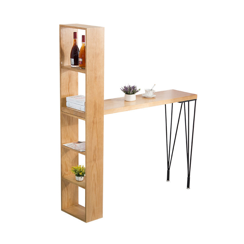 Pine Wood Bar Dining Table Modern Rectangle Bar Table with Double Pedestal for Living Room Without Chairs Clearhalo 'Bar Furniture' 'Bar Tables' 'bar_tables' 'furn' 'furn_bar_tables' 'Furniture' 'furniture_bar_tables' 'Kitchen & Dining Furniture' 5051854