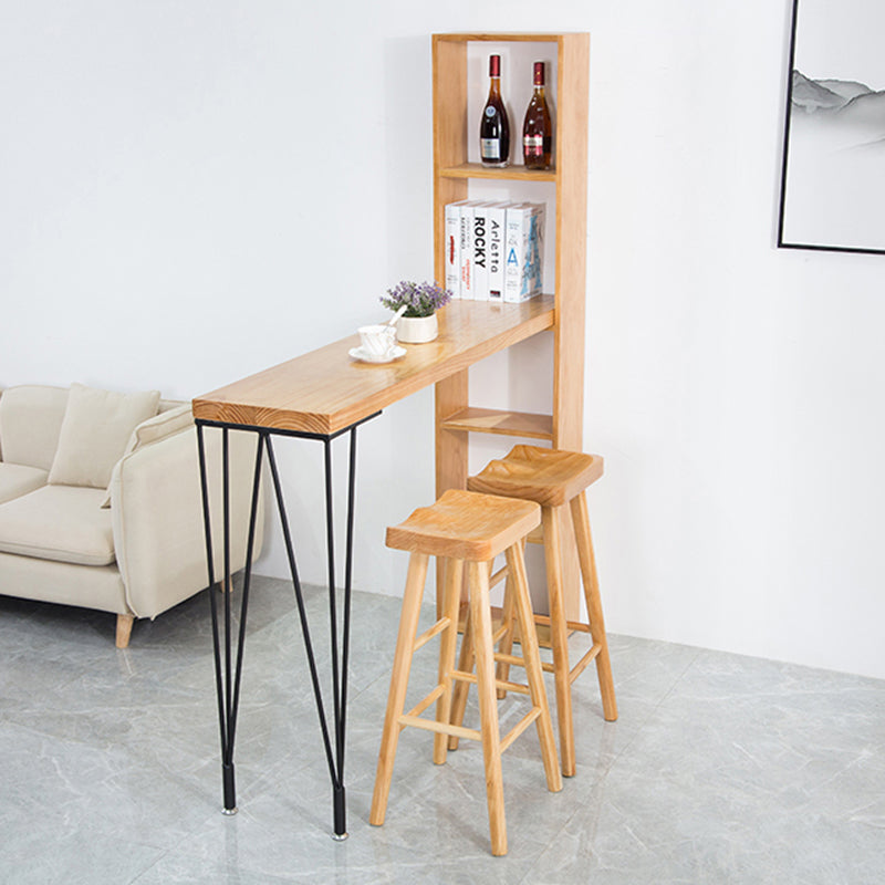 Pine Wood Bar Dining Table Modern Rectangle Bar Table with Double Pedestal for Living Room Clearhalo 'Bar Furniture' 'Bar Tables' 'bar_tables' 'furn' 'furn_bar_tables' 'Furniture' 'furniture_bar_tables' 'Kitchen & Dining Furniture' 5051860