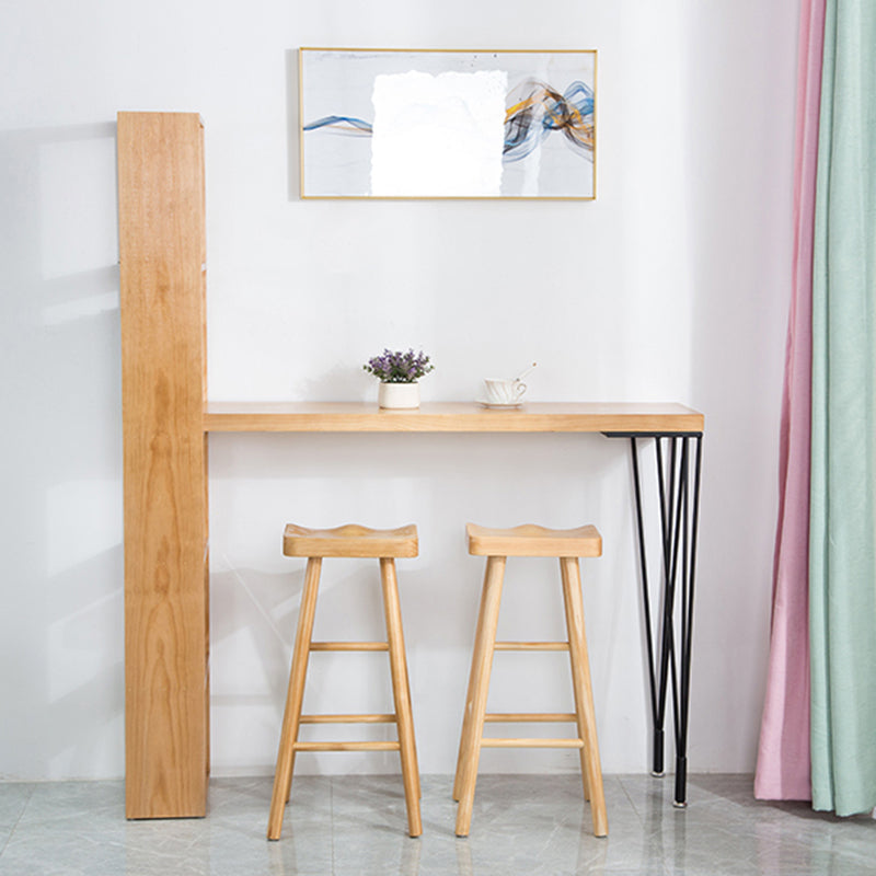Pine Wood Bar Dining Table Modern Rectangle Bar Table with Double Pedestal for Living Room Clearhalo 'Bar Furniture' 'Bar Tables' 'bar_tables' 'furn' 'furn_bar_tables' 'Furniture' 'furniture_bar_tables' 'Kitchen & Dining Furniture' 5051862
