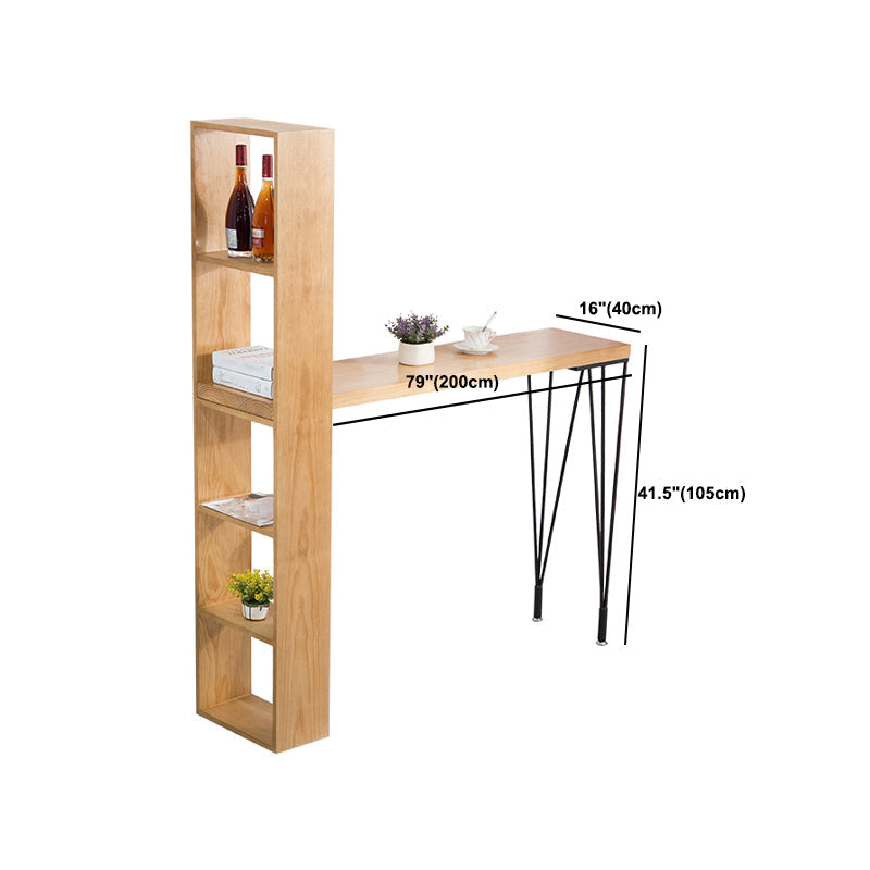 Pine Wood Bar Dining Table Modern Rectangle Bar Table with Double Pedestal for Living Room Clearhalo 'Bar Furniture' 'Bar Tables' 'bar_tables' 'furn' 'furn_bar_tables' 'Furniture' 'furniture_bar_tables' 'Kitchen & Dining Furniture' 5051868
