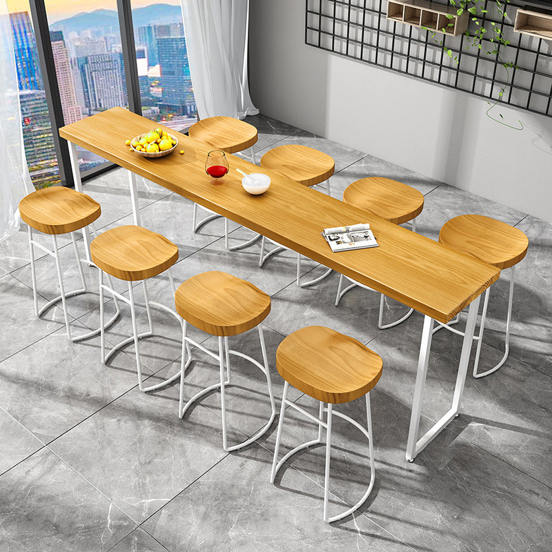 Pine Wood Bar Dining Table Modern Rectangle Bar Table with Sled Pedestal for Dining Room 70.9"L x 15.7"W x 41.3"H Without Chairs Clearhalo 'Bar Furniture' 'Bar Tables' 'bar_tables' 'furn' 'furn_bar_tables' 'Furniture' 'furniture_bar_tables' 'Kitchen & Dining Furniture' 5051871