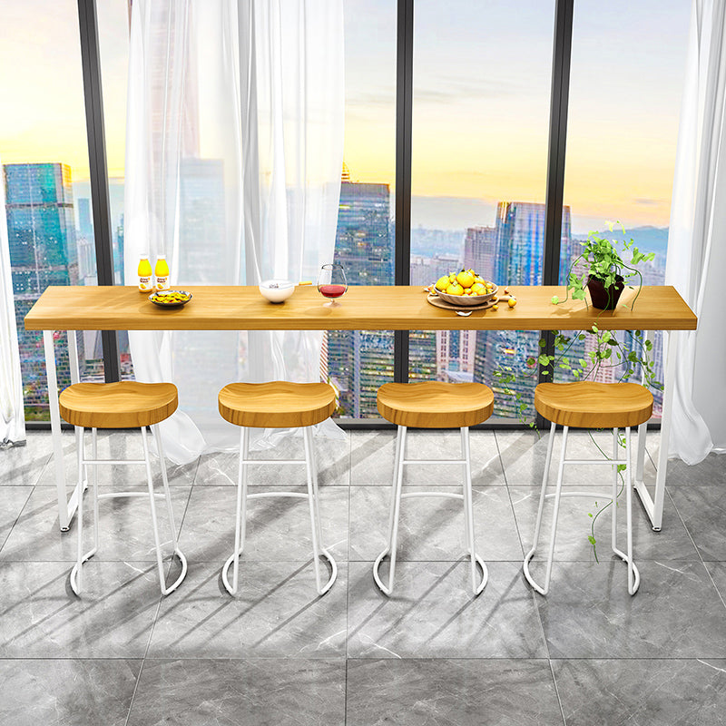 Pine Wood Bar Dining Table Modern Rectangle Bar Table with Sled Pedestal for Dining Room 63"L x 15.7"W x 41.3"H Without Chairs Clearhalo 'Bar Furniture' 'Bar Tables' 'bar_tables' 'furn' 'furn_bar_tables' 'Furniture' 'furniture_bar_tables' 'Kitchen & Dining Furniture' 5051872