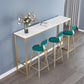 Stone Bar Dining Table Glam Rectangle Bar Table with Trestle for Milk Tea Shop 55.1"L x 15.7"W x 41.3"H Without Chairs Clearhalo 'Bar Furniture' 'Bar Tables' 'bar_tables' 'furn' 'furn_bar_tables' 'Furniture' 'furniture_bar_tables' 'Kitchen & Dining Furniture' 5051905