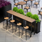 Wood Bar Dining Table Industrial Rectangle Bar Table with Trestle for Milk Tea Shop 78.7"L x 15.7"W x 41.3"H Without Chairs Clearhalo 'Bar Furniture' 'Bar Tables' 'bar_tables' 'furn' 'furn_bar_tables' 'Furniture' 'furniture_bar_tables' 'Kitchen & Dining Furniture' 5051920