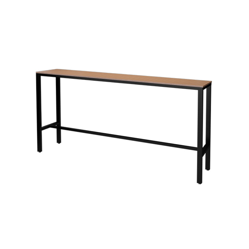 Wood Bar Dining Table Industrial Rectangle Bar Table with Trestle for Milk Tea Shop 86.6"L x 15.7"W x 41.3"H Without Chairs Clearhalo 'Bar Furniture' 'Bar Tables' 'bar_tables' 'furn' 'furn_bar_tables' 'Furniture' 'furniture_bar_tables' 'Kitchen & Dining Furniture' 5051926